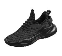 Zapatillas Atléticas Multiuso Bajo Punta Redonda Mesh Transpirable Ligeras Suela Intermedia EVA Suela MD Zapatos Running Caminar Tallas Grandes,Negro,44 EU