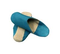 Zapatillas Babuchas marroquíes de Cuero autentico Hechas a Mano de los Mejores Artesanos de Marrakech (Turquesa, Numeric_39)