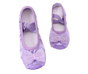 Zapatillas Ballet Niña Ballet Bow Women's Dance Shoes Ballroom Dancing Ladies Princess Woman Ballerina Girl Kids(Purple,30)