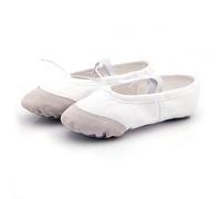Zapatillas Ballet Niña Ballet Canvas Dance Shoes Leather Head Soft Sole Slipper For Kids Toddler Adult Women Slippers For Dancing(White,23)