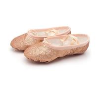 Zapatillas Ballet Niña Ballet Dance Shoes Yoga Gym Flat Slippers Glitter Pink Blue Rose Red Colors For Children Girls Women Teacher(Gold,42)