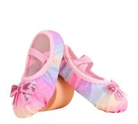 Zapatillas Ballet Niña Ballet Shoes Rainbow Sequin Dance Slippers Gradient Glitter Performance Daily Practice 25-36 Wear-Resistant Cat Claw Sole(34)
