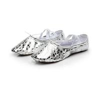 Zapatillas Ballet Niña Calidad Oro Plata PU Yoga Danza del Vientre Zapatos Rendimiento Suela Gimnasio Ballet Baile niños niñas Mujer(PUsilver,EU27(17cm))