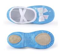 Zapatillas Ballet Niña Girls Ballet Shoes Split-Sole Glitter Sparkly Bow Flats Dance for(Toddler/Kid)(Blue,25)