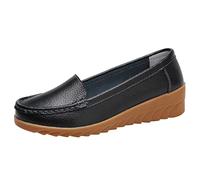 Zapatillas Blancas Mujer cómodo para Caminar para Mujer, de Cuero, Zapatos Planos cómodos, Zapatos de conducción al Libre Zapatillas De Mujer De Vestir (Black, 39)