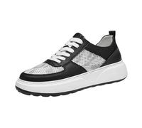 Zapatillas blancas para hombre, zapatos casuales con suela gruesa, zapatillas de moda, pareja con elevación interior, estilo casual y versátil, ligeras, talla 8 cm, A negro, 8 cm, 38 EU