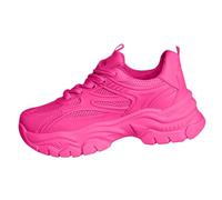 Zapatillas blancas para mujer, zapatillas de cuña - Zapatillas blancas de malla transpirables en Dad Shoes con suela gruesa realzante, zapatos casuales cómodos adecuados para tallas grandes, rosa