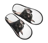 Zapatillas blancas y negras Boston Terrier para hombre y mujer, cálidas, mullidas y cálidas, zapatillas de interior, zapatillas de interior, zapatillas estéticas para dormitorio