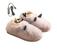 Zapatillas calentadas recargables, calentador de pies recargable - Botines calefactores Zapatillas de felpa con calefacción eléctrica,Zapatos calentados por USB para casa, pantuflas peludas, calentado