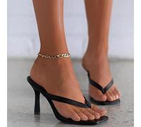 Zapatillas Casa Chanclas Sandalias Fashion Flip Flops Women Elegant Black High Heels White Slippers Women Shoes-Black_37