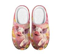 Zapatillas Casa Flor De Cerdo Rosa Zapatillas De Estar Para Exterior | Zapatillas Algodón Cálido Duraderas Zapatillas de Hotel para Invierno Interior Hombre
