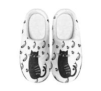 Zapatillas Casa Gato Blanco Negro Pantuflas Para Mujer | Zapatillas de Estar Suaves Ligeras Zapatillas Algodón para Interior Exterior Hombre