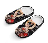 Zapatillas Casa Geisha Japonesa Zapatillas De Estar Para Hombre | Pantuflas Peluche Antideslizante Zapatillas de Felpa para Invierno Mamá Exterior