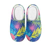 Zapatillas Casa Hombre Hojas Rosadas Y Amarillas Invierno Pantuflas De Peluche Para Mujer,Cómodas Cálidas, Exteriores Suela Goma Antideslizante,Interior Y Exterior Para Zapatillas De Casa Mujer