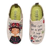 Zapatillas casa mujer fieltro Frida cómodas frase bonita - Garantía de calidad (numeric_37)