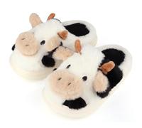 Zapatillas Casa Niña Vacas lindo de peluche Invierno Espesar Slippers Casa Interior Antideslizantes Caliente Pantuflas Mujer Suave Algodón Zapatos