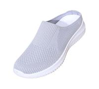 Zapatillas Casual Mujer,Zapatillas Mujer ortopedicas,Casuales de tacón Inclinado con Parte Superior de metálica, Tejido Fly Weaving, diseño Calado y Bloques de Color, (Grey, 43)