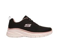 Skechers - Zapatilla Deportiva,de Tela,con Cordones,Suela de Goma,Suela Blanca con cuña,de Rejilla para: Mujer Color: Negro Y Rosa Talla:40