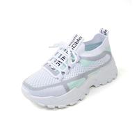 Zapatillas Casual Transpirables para Mujer, Zapatillas de Paseo Ligeras y Cómodas para el Uso Diario, con Cierre Elástico y Diseño de Tacón Plano., Verde, 36 EU