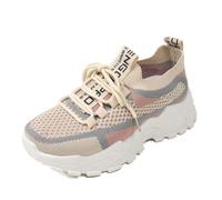 Zapatillas Casual Transpirables para Mujer, Zapatillas de Paseo Ligeras y Cómodas para el Uso Diario, con Cierre Elástico y Diseño de Tacón Plano., beige, 36 EU