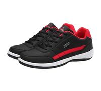 Zapatillas casuales para hombre, resistentes al agua, para caminar, paneles rojos de contraste, con cordones, zapatos planos activos para uso diario, color negro, Black, 42 2/3 EU