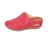 Zapatillas casuales para mujer de terciopelo liso con punta redonda y fácil de poner, zapatos simples y cómodos para un estilo diario elegante e informal, Rojo128, 42 EU