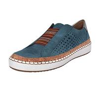 Zapatillas casuales sin cordones para caminar todos los días, zapatos planos, coloridos con banda elástica, ligeros, cómodos, color verde azulado, Blue, 39 EU