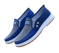 Zapatillas casuales sin cordones para hombre con diseño de panel de contraste, mocasines ligeros para caminar con parte superior transpirable, lateral elástico y plantilla suave, detalle de doble ojal
