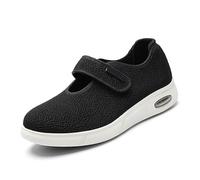 Zapatillas Casuales Unisex Ligeras, Parte Superior Transpirable Cierre Ajustable Suela amortiguadora Suave, para Hombre y Mujer Caminar a Diario y Uso al Aire Libre,Black-37 EU