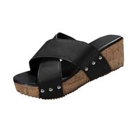 Zapatillas Cerradas Mujer, Zapatillas Mujer Cerradas Zapatillas De Mujer Para Pantuflas Grandes Con Boca De Pescado Y Tacón De Cuña, Negro , 37 EU