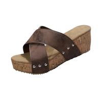 Zapatillas Cerradas Mujer, Zapatillas Mujer Cerradas Zapatillas De Mujer Para Pantuflas Grandes Con Boca De Pescado Y Tacón De Cuña, café, 38 EU