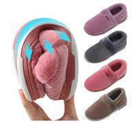 Zapatillas cerradas para mujer, mullidas, cálidas, de piel sintética, espuma viscoelástica, para interiores, cálidas, mullidas, suaves, cómodas, antideslizantes, café, 47