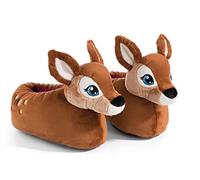 NICI Pantuflas 49227 DEER Mala Magic, talla 34-37 (M), marrones, sostenibles, cálidas y de peluche para niños y niñas, zapatos de animales con suela antideslizante, pantuflas, 34-37 (M)