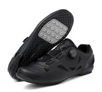 Zapatillas Ciclismo Performance Hombre y Mujer Transpirables Doble Boa Suela Rígida Opciones Flat, MTB y Road Lock para Rutas Largas,Black Flat,40 EU