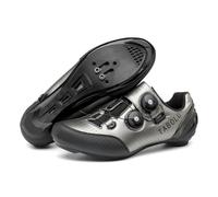 Zapatillas Ciclismo Performance Hombre y Mujer Transpirables Doble Dial Suela Rígida Eficiente Opciones Road MTB y Flat para Entrenos y Rutas Largas,Grey Road,40 EU