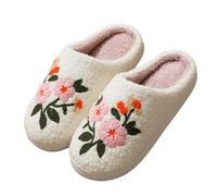Zapatillas clásicas cerradas para mujer y chic con patrón de zapatos de casa plataforma pantuflas de invierno cálidas estampadas florales slippers suela fieltro babouche grandes zapatillas Rigolo