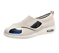 Zapatillas Cómodas Ancho Especial, Calzado Ancho Especial Hombre, Zapatos Especiales para Juanetes de Mujer, Zapatilla Confortina Rejilla Extra Ancho Especial,Beige,37.5 EU