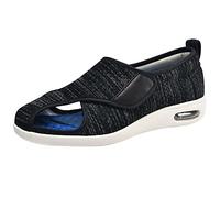 Zapatillas Cómodas Ancho Especial, Calzado Ancho Especial Hombre, Zapatos Especiales para Juanetes de Mujer, Zapatilla Confortina Rejilla Extra Ancho Especial,Blackgrey,37.5 EU