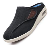 Zapatillas Cómodas Ancho Especial Zapatos ortopédicos Zapatos sin cordones ortopédicos con colchón de aire Zapatillas ortopédicas para mujer Air Cushion Slip On Walking Shoes,Negro,47 EU