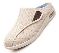 Zapatillas Cómodas Ancho Especial Zapatos ortopédicos Zapatos sin cordones ortopédicos con colchón de aire Zapatillas ortopédicas para mujer Air Cushion Slip On Walking Shoes,Beige,47 EU