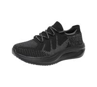 Zapatillas cómodas negras ligeras de verano zapatillas únicas de malla baratas para hombre para primavera y zapatillas ligeras Fly Woven malla inferior elástica transpirable estilo casual, Zschwarz2
