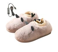 Zapatillas con calefacción eléctrica,Zapatillas con calefacción para mujer | Calentador de pies eléctrico que calienta acogedoras zapatillas de felpa | Casa de felpa zapatos calentados calentadores de