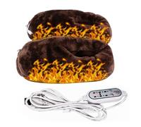 Zapatillas con calefacción USB | Pantuflas calefactables para hombres y mujeres | Calentador de pies con 4 temperaturas y tiempo | Zapatos eléctricos con antideslizante y parte