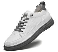 Zapatillas con elevador para hombre, aumento de altura invisible, zapatos con elevador de 2,36 pulgadas más altos, zapatillas de deporte de cuero con cordones a la moda ( Color : White , Size : 38 EU