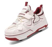 Zapatillas con Ruedas 2 en 1 para Niños, Tenis con Ruedas con 4 Ruedas Desmontables, Patins para Niños y Niñas, Deportivas con Ruedas Calzado de Patinaje,9959 Red,39 EU