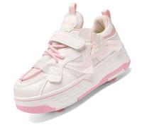 Zapatillas con Ruedas 2 en 1 para Niños, Tenis con Ruedas con 4 Ruedas Desmontables, Patins para Niños y Niñas, Deportivas con Ruedas Calzado de Patinaje,9959 Pink,31 EU