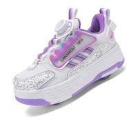 Zapatillas con Ruedas 2 en 1 para Niños, Tenis con Ruedas con 4 Ruedas Desmontables, Patins para Niños y Niñas, Deportivas con Ruedas Calzado de Patinaje,9958 Purple,35 EU