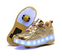 Zapatillas con Ruedas, con USB Carga,Niños Niña LED Luces Zapatos,7 Colores Luminosas Flash Zapatos de Roller Rueda Patines Deportivo al Aire Libre Gimnasia Zapatos de Skateboard