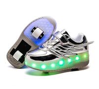 Zapatillas con Ruedas, con USB Carga,Niños Niña LED Luces Zapatos,7 Colores Luminosas Flash Zapatos de Roller Rueda Patines Deportivo al Aire Libre Gimnasia Zapatos de Skateboard