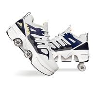 Zapatillas con Ruedas Niña 2 en 1 - Patines Quad Ajustables Talla 33-40 - Zapatillas Patines con 4 Ruedas PU para Skate Urbano y Deporte - Niños y Niñas, blue-38